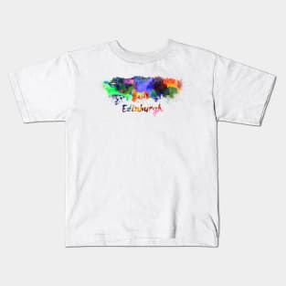 Edinburgh skyline in watercolor Kids T-Shirt